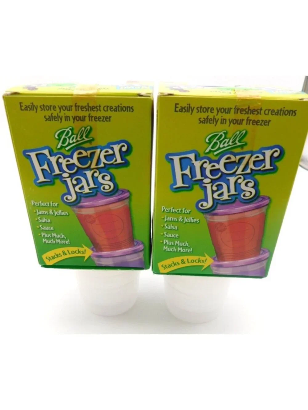 Ball Freezer Jars 8 Oz Plastic 2 Packs Of 5 Stackable Purple Twist On Lid 2005